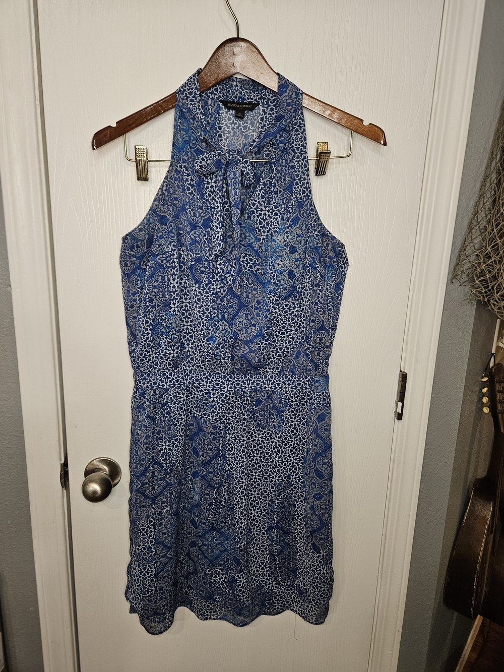 Banana Republic Blue Printed Midi Dress